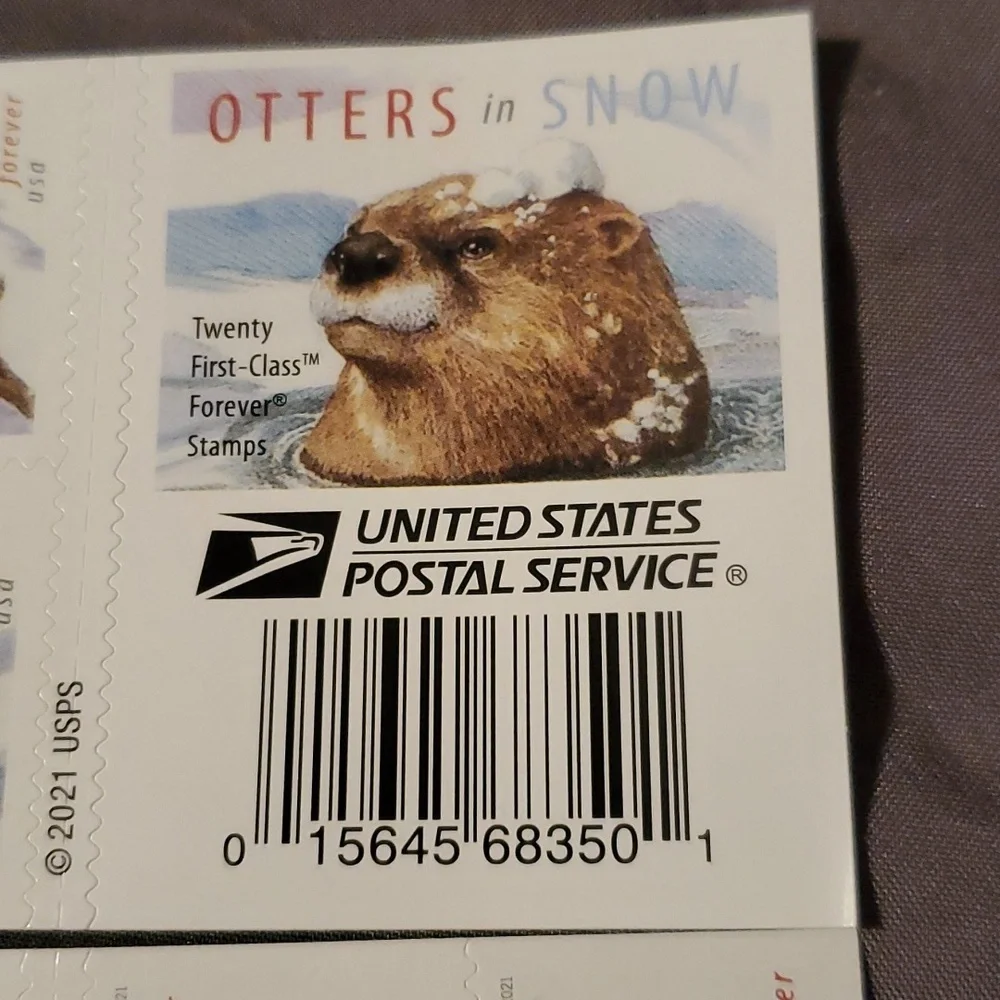 100 Otters in the Snow Forever Postage Stamps US‎ Postal USPS Christmas Animals